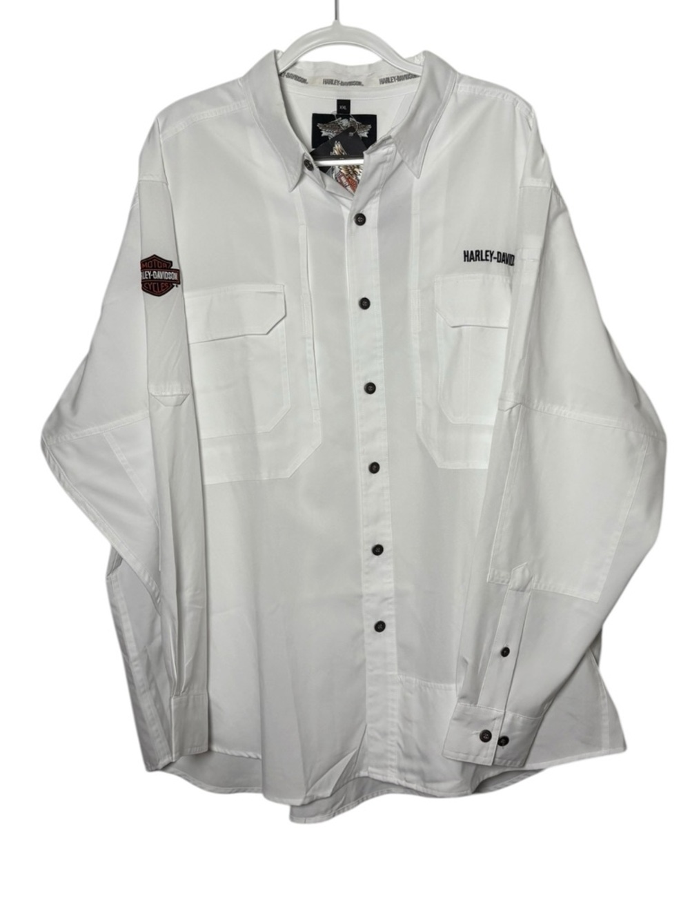Harley Davidson Long Sleeve White Button Down Shirt XXL Embroidered NWT Biker